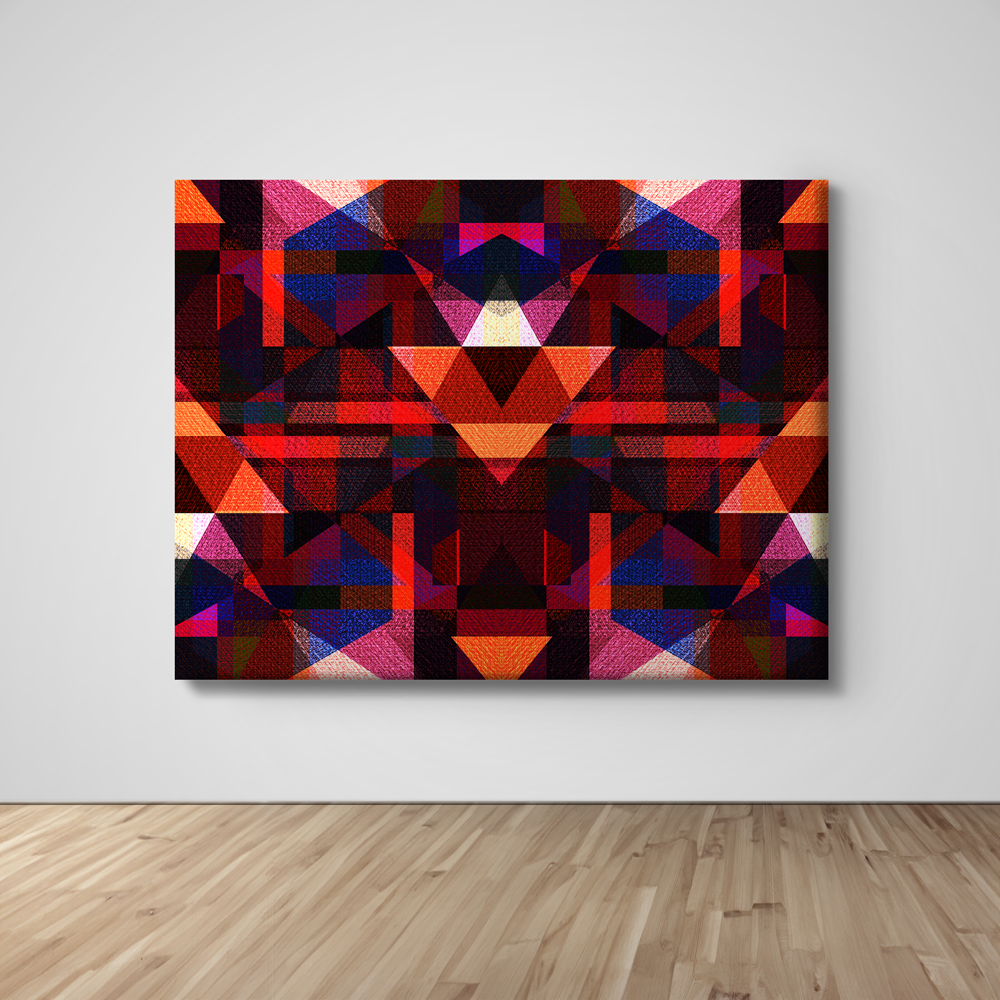 Abstract Art, Wall Art, Ready-To-Hang, Fractal Double Red, Fractal, Frame Size-72x53, Frame Color-NA,Frame Style-Thin Floating Frame, VividWalls, Artwork