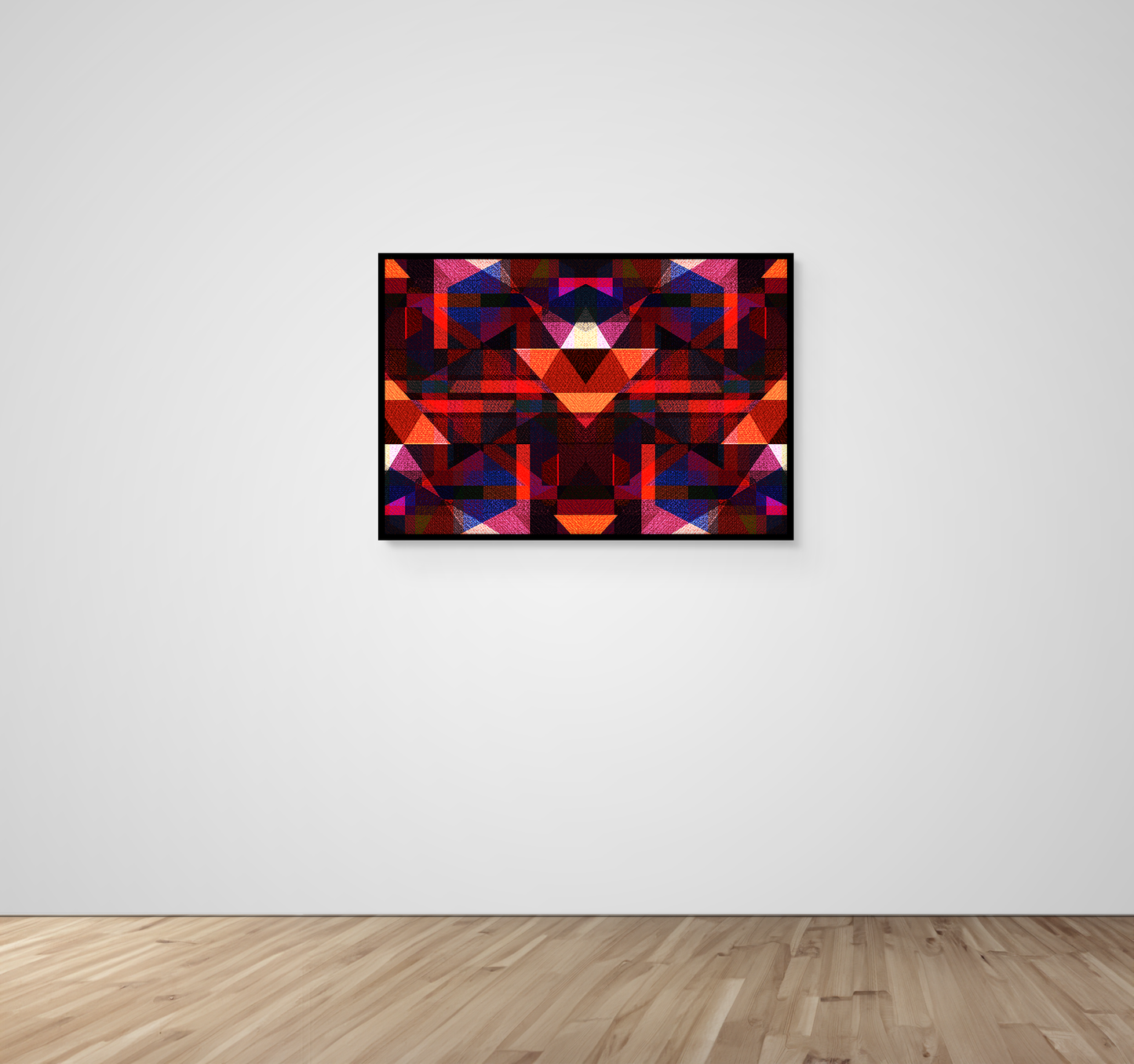 Abstract Art, Wall Art, Ready-To-Hang, Fractal Double Red, Fractal, Frame Size-36x24, Frame Color-Black,Frame Style-Thin Floating Frame, VividWalls, Artwork