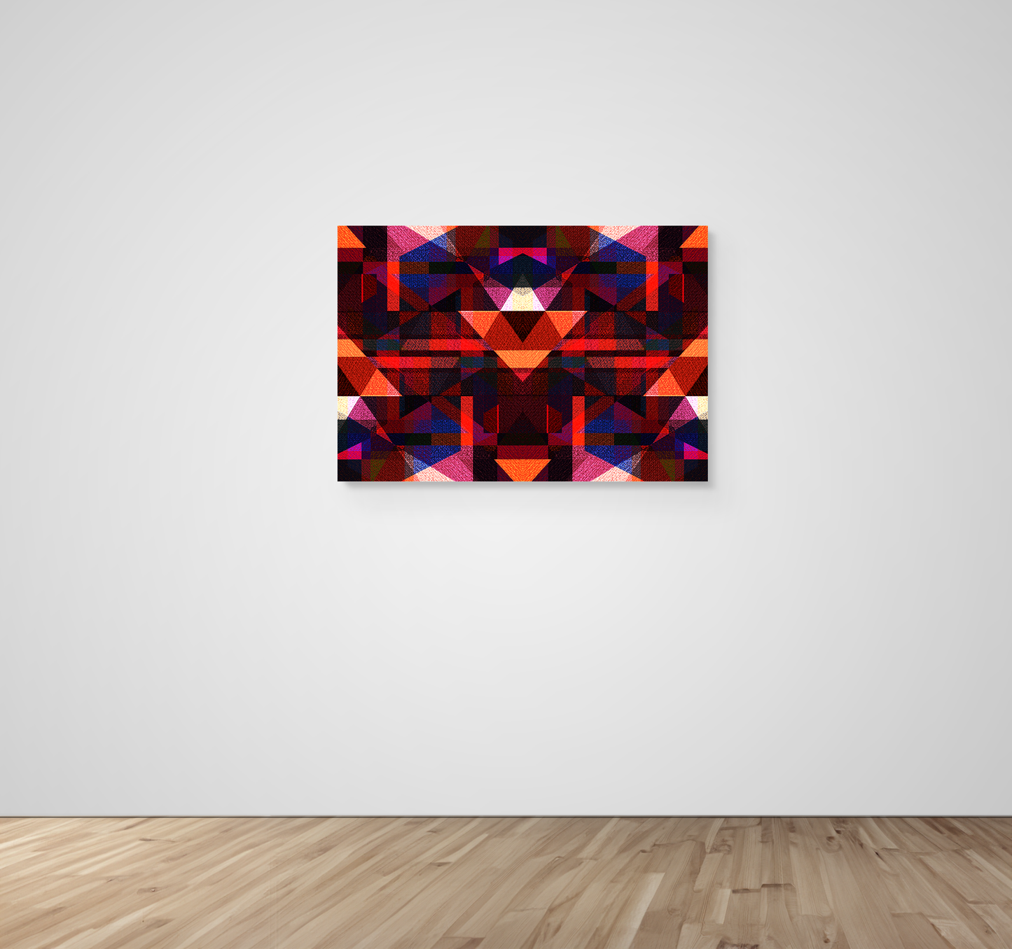 Abstract Art, Wall Art, Ready-To-Hang, Fractal Double Red, Fractal, Frame Size-36x24, Frame Color-NA,Frame Style-Thin Floating Frame, VividWalls, Artwork