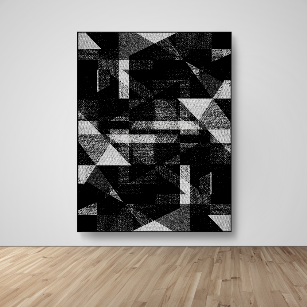 Abstract Art, Wall Art, Ready-To-Hang, Fractal Noir, Fractal, Frame Size-53x72, Frame Color-Black,Frame Style-Thin Floating Frame, VividWalls, Artwork