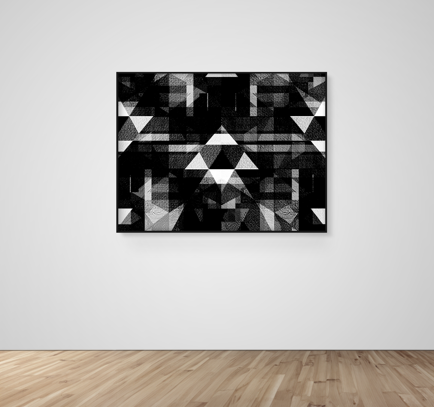 Abstract Art, Wall Art, Ready-To-Hang, Fractal Noir Double, Fractal, Frame Size-48x36, Frame Color-White,Frame Style-Thin Floating Frame, VividWalls, Artwork