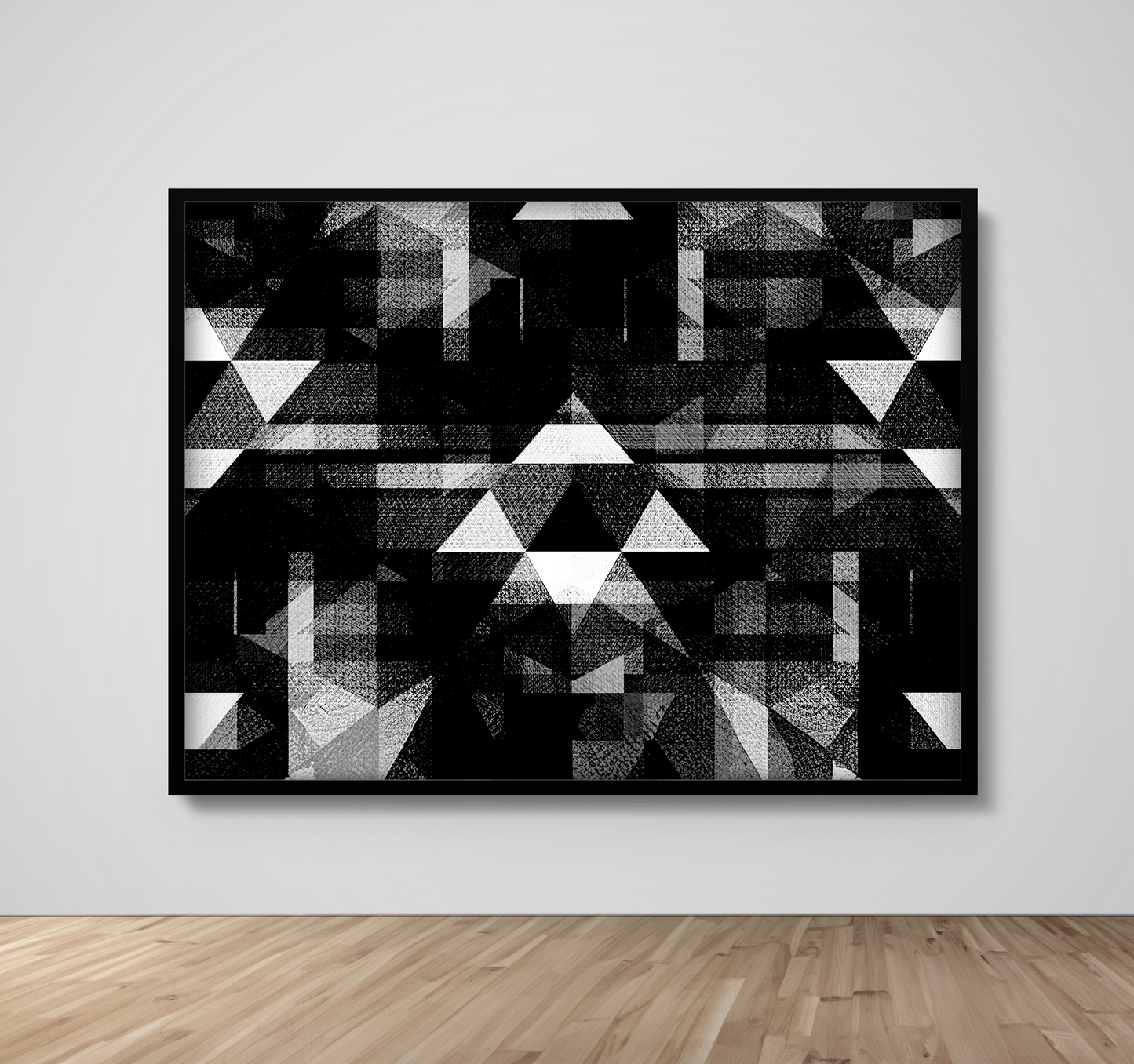 Abstract Art, Wall Art, Ready-To-Hang, Fractal Noir Double, Fractal, Frame Size-72x53, Frame Color-Black,Frame Style-Thin Floating Frame, VividWalls, Artwork