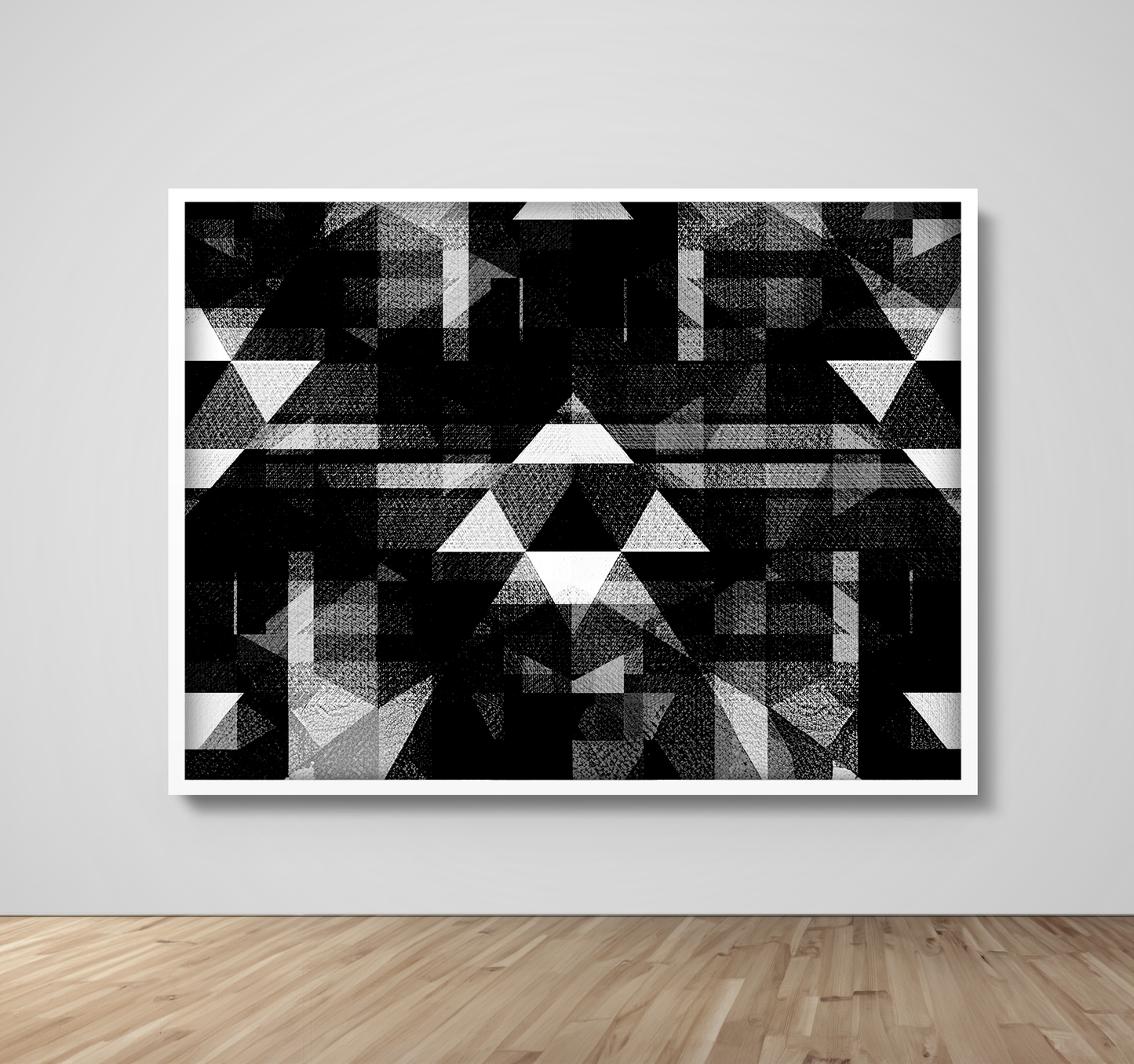 Abstract Art, Wall Art, Ready-To-Hang, Fractal Noir Double, Fractal, Frame Size-72x53, Frame Color-White,Frame Style-Thin Floating Frame, VividWalls, Artwork