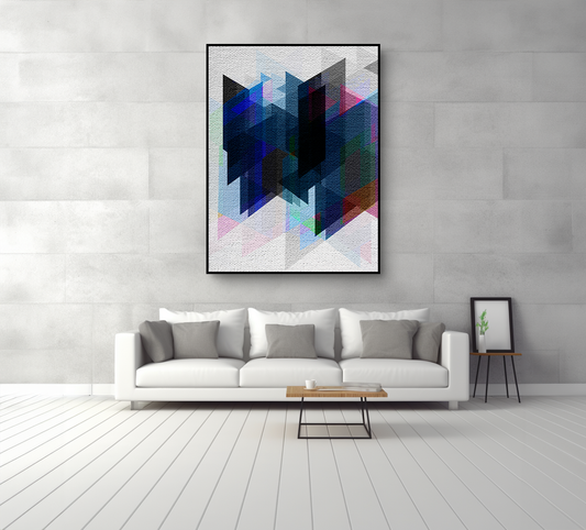 [scene:living-room] Homescene Livingroom Vivid Mosaic Canvas6 Whiteframe 72X48 — homescene_livingroom_vivid_mosaic_canvas6_whiteframe_72x48_1307x1182.png