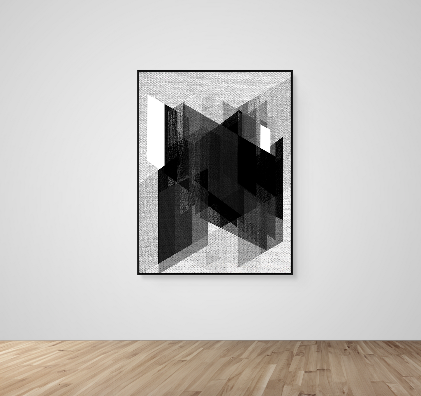 Abstract Art, Wall Art, Ready-To-Hang, Noir Mosaic no3, Mosaic, -36x48, Frame Color-Black,Frame Style-Thin Floating Frame, VividWalls, Artwork