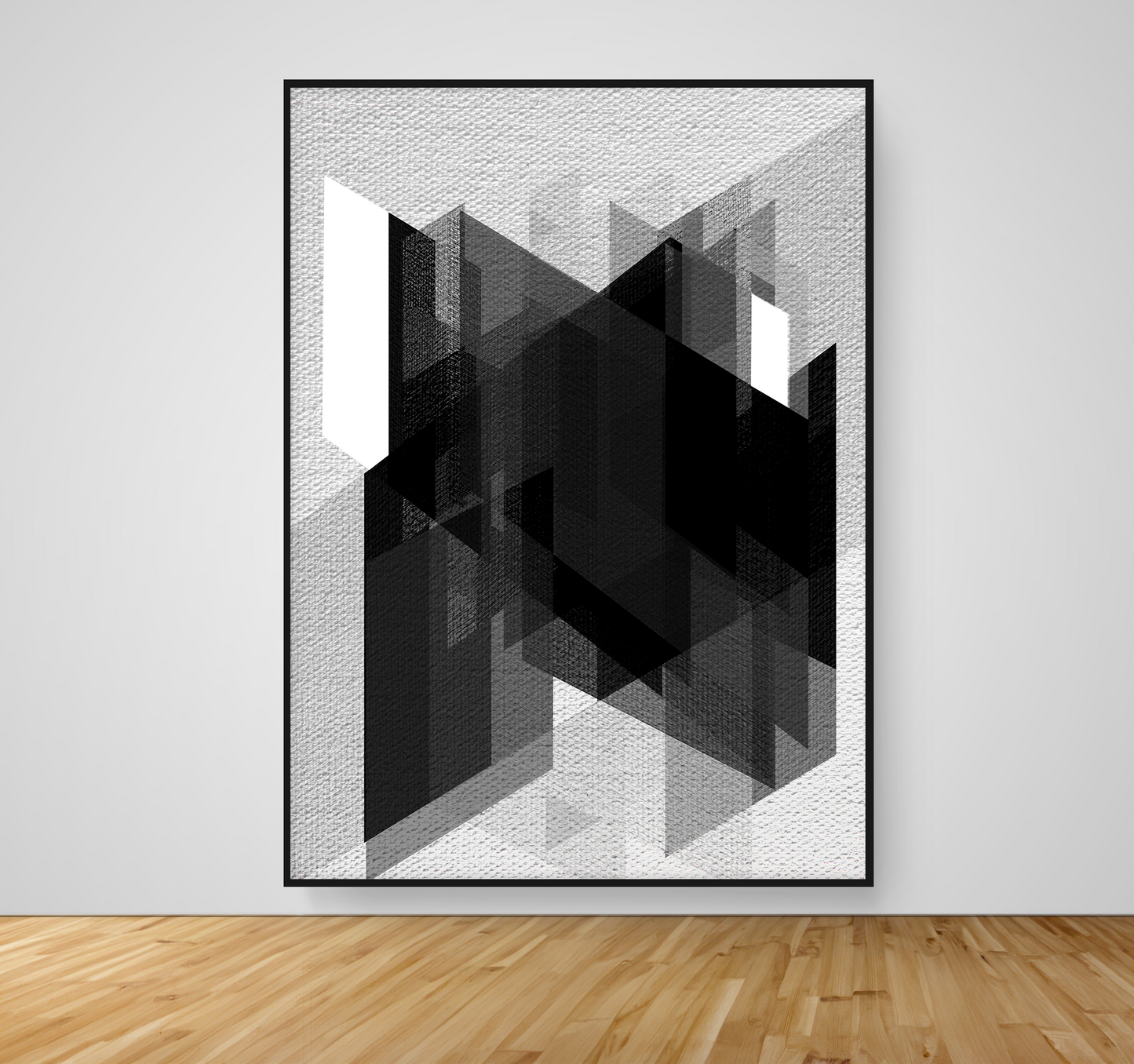 Abstract Art, Wall Art, Ready-To-Hang, Noir Mosaic no3, Mosaic, -53x72, Frame Color-Black,Frame Style-Thin Floating Frame, VividWalls, Artwork