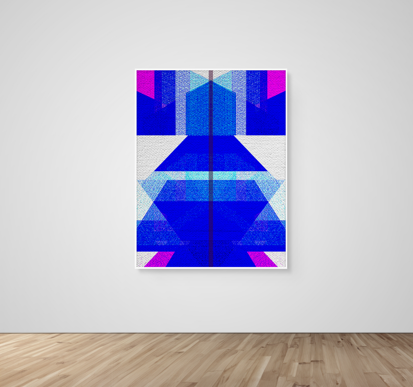 Abstract Art, Wall Art, Ready-To-Hang, Royal Kimono, Geometric Symmetry, Frame Size-24x36, Frame Color-White,Frame Style-Thin Floating Frame, VividWalls, Artwork