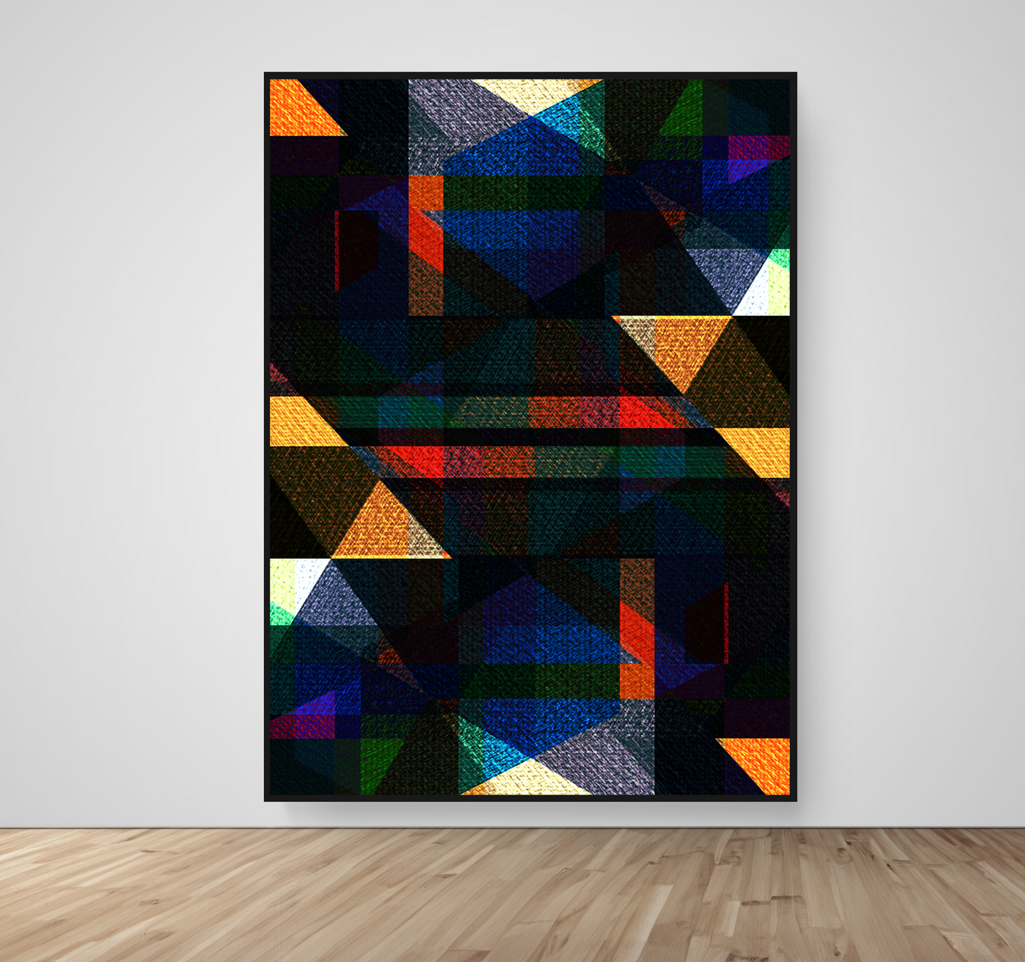 Abstract Art, Wall Art, Ready-To-Hang, Fractal Color Dark, Fractal, Frame Size-53x72, Frame Color-Black,Frame Style-Thin Floating Frame, VividWalls, Artwork