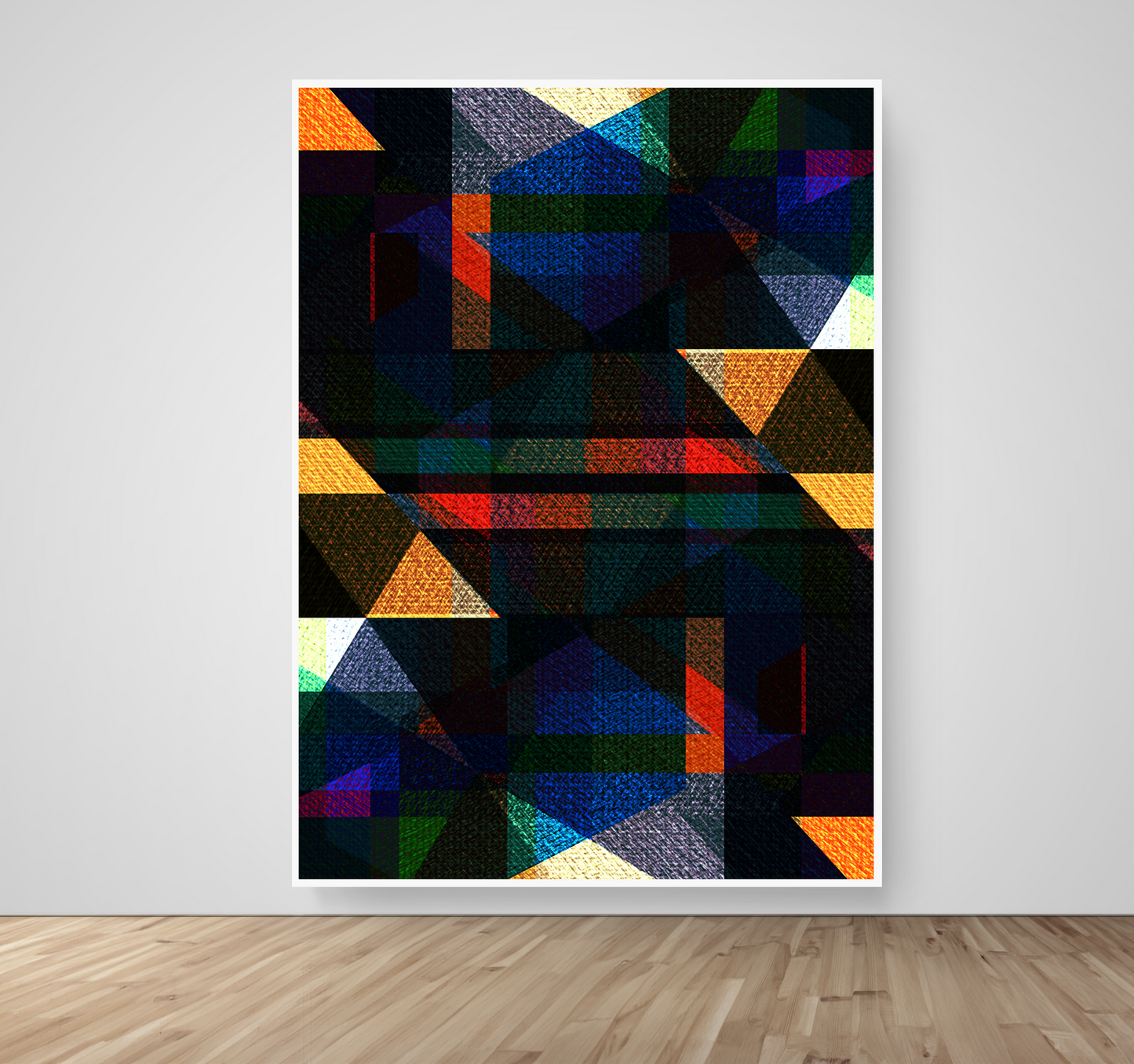 Abstract Art, Wall Art, Ready-To-Hang, Fractal Color Dark, Fractal, Frame Size-53x72, Frame Color-White,Frame Style-Thin Floating Frame, VividWalls, Artwork