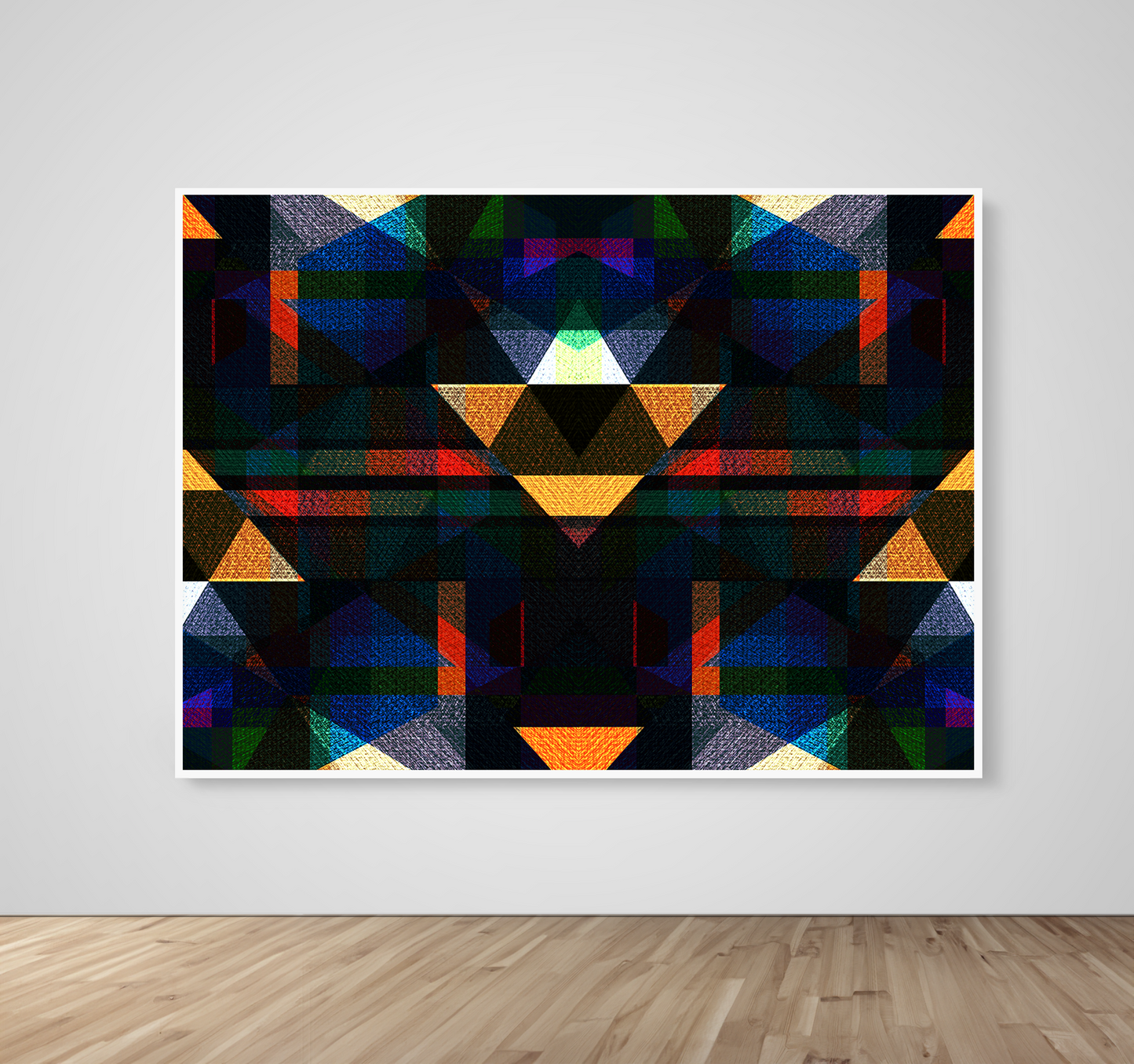 Abstract Art, Wall Art, Ready-To-Hang, Fractal Color Dark Double, Fractal, Frame Size-72x53, Frame Color-White,Frame Style-Thin Floating Frame, VividWalls, Artwork