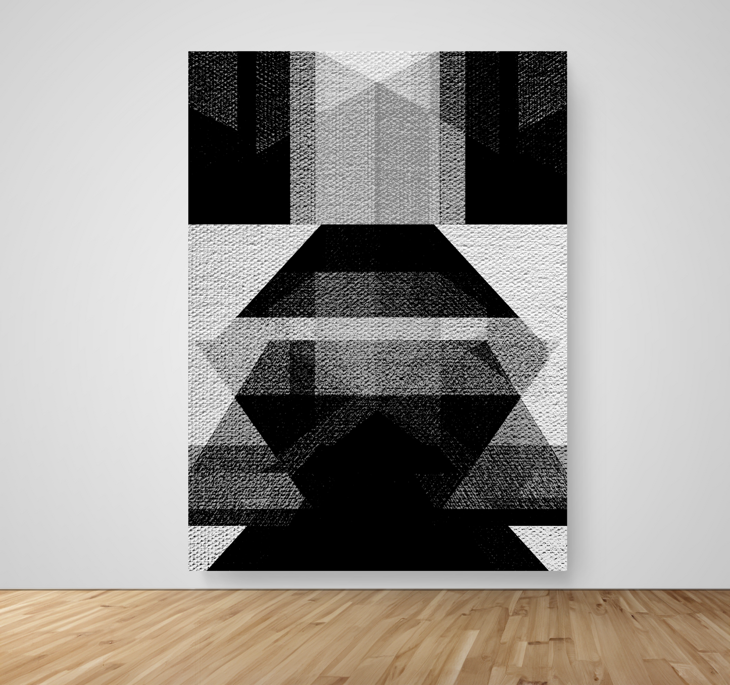 Abstract Art, Wall Art, Ready-To-Hang, Monochrome Kimono, Geometric Symmetry, -53x72, -NA,-Thin Floating Frame, VividWalls, Artwork