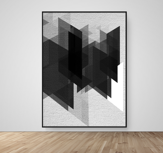 Abstract Art, Wall Art, Ready-To-Hang, Noir Mosaic no1, Mosaic, Frame Size-53x72, Frame Color-Black,Frame Style-Thin Floating Frame, VividWalls, Artwork