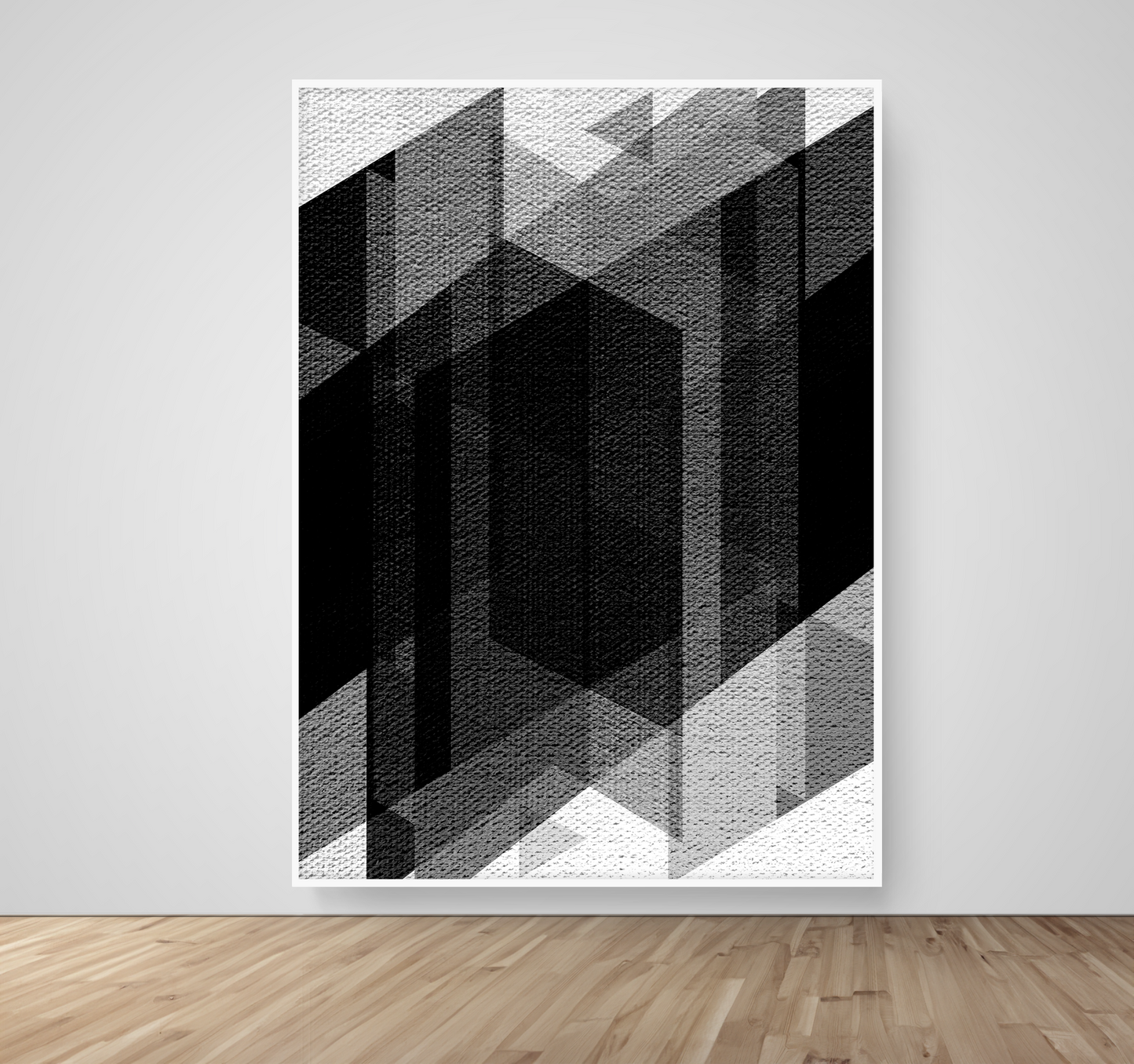 Abstract Art, Wall Art, Ready-To-Hang, Noir Weave, Vivid Layers, Frame Size-53x72, Frame Color-White,Frame Style-Thin Floating Frame, VividWalls, Artwork