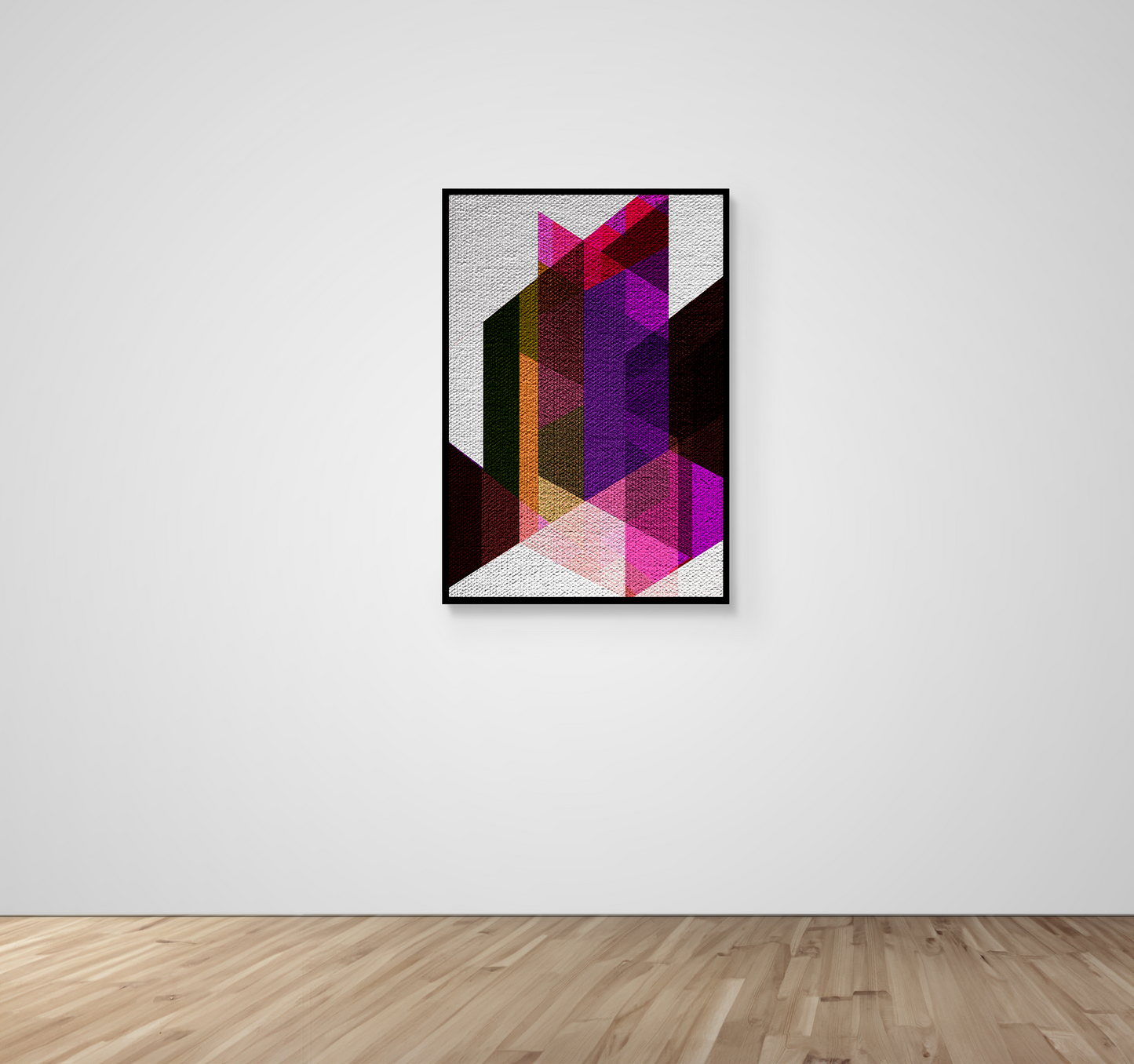 Abstract Art, Wall Art, Ready-To-Hang, Parallelogram Illusion no1, Geometric Intersect, Frame Size-24x26, Frame Color-Black,Frame Style-Thin Floating Frame, VividWalls, Artwork