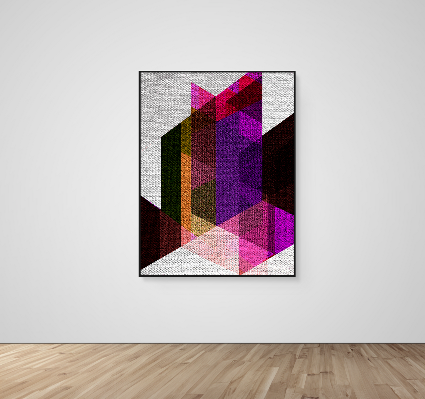 Abstract Art, Wall Art, Ready-To-Hang, Parallelogram Illusion no1, Geometric Intersect, Frame Size-36x48, Frame Color-Black,Frame Style-Thin Floating Frame, VividWalls, Artwork