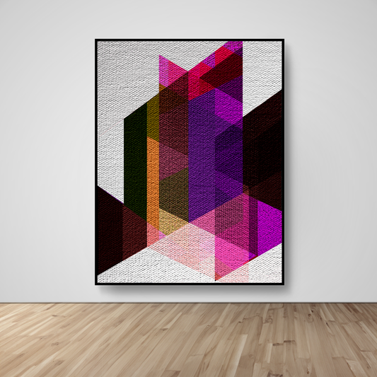 Abstract Art, Wall Art, Ready-To-Hang, Parallelogram Illusion no1, Geometric Intersect, Frame Size-53x72, Frame Color-Black,Frame Style-Thin Floating Frame, VividWalls, Artwork