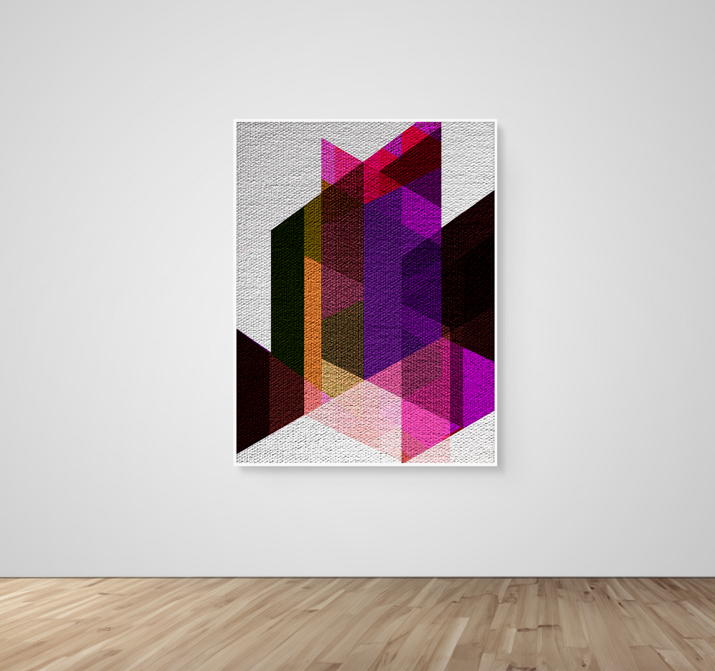 Abstract Art, Wall Art, Ready-To-Hang, Parallelogram Illusion no1, Geometric Intersect, Frame Size-36x48, Frame Color-White,Frame Style-Thin Floating Frame, VividWalls, Artwork