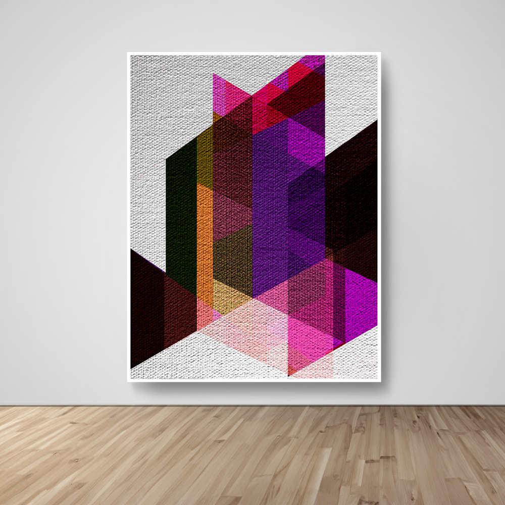 Abstract Art, Wall Art, Ready-To-Hang, Parallelogram Illusion no1, Geometric Intersect, Frame Size-53x72, Frame Color-White,Frame Style-Thin Floating Frame, VividWalls, Artwork