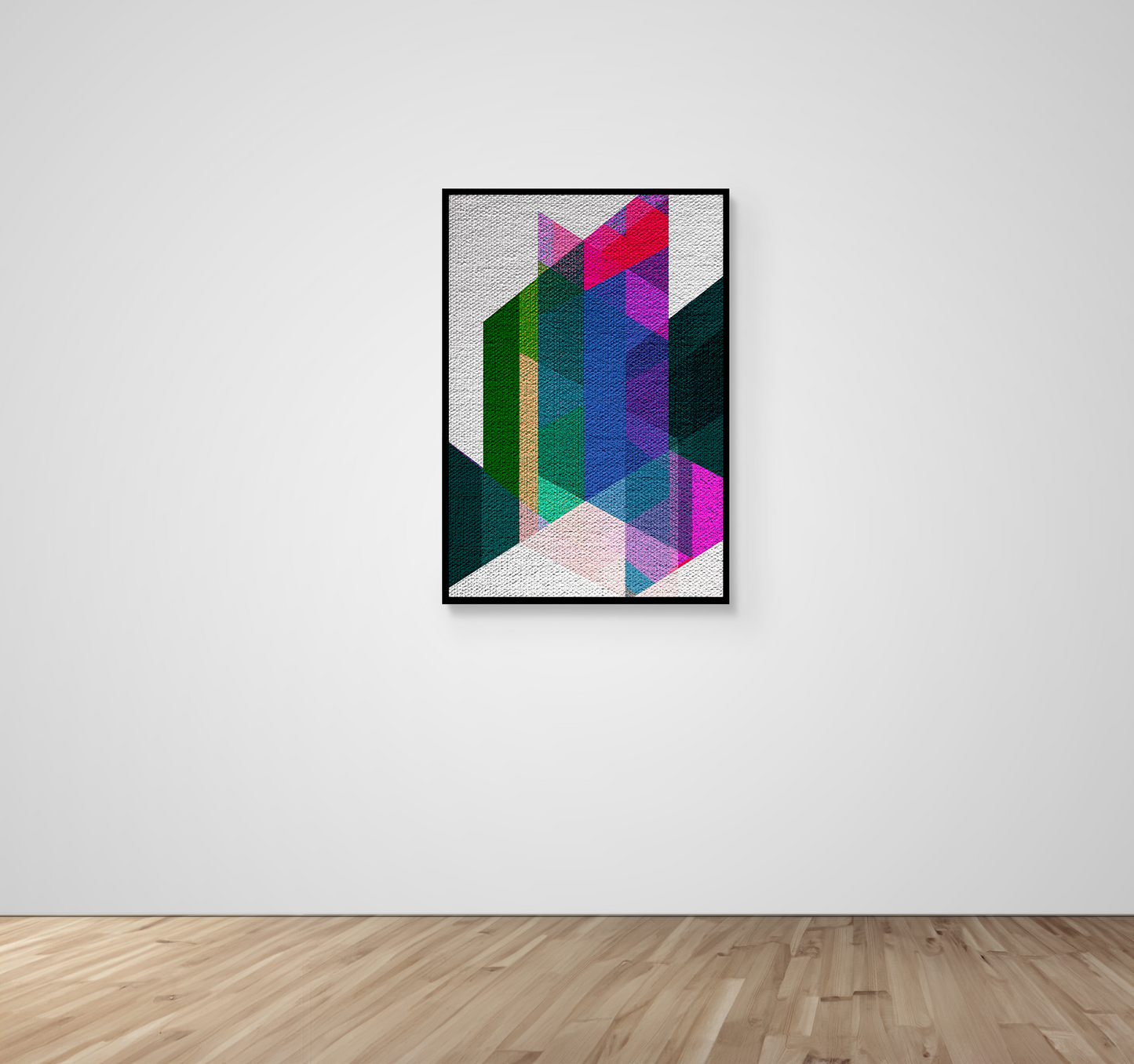 Abstract Art, Wall Art, Ready-To-Hang, Parallelogram Illusion no2, Geometric Intersect, Frame Size-24x36, Frame Color-Black,Frame Style-Thin Floating Frame, VividWalls, Artwork