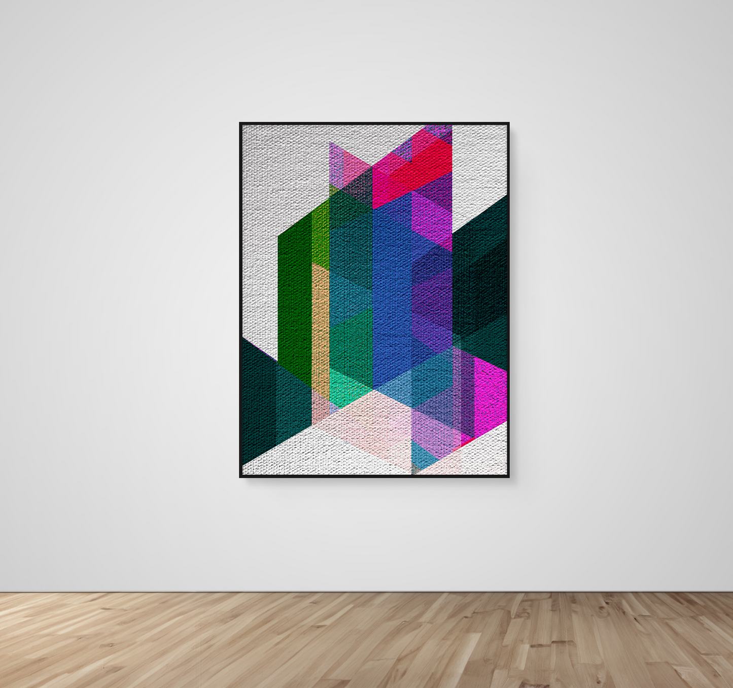 Abstract Art, Wall Art, Ready-To-Hang, Parallelogram Illusion no2, Geometric Intersect, Frame Size-36x48, Frame Color-Black,Frame Style-Thin Floating Frame, VividWalls, Artwork