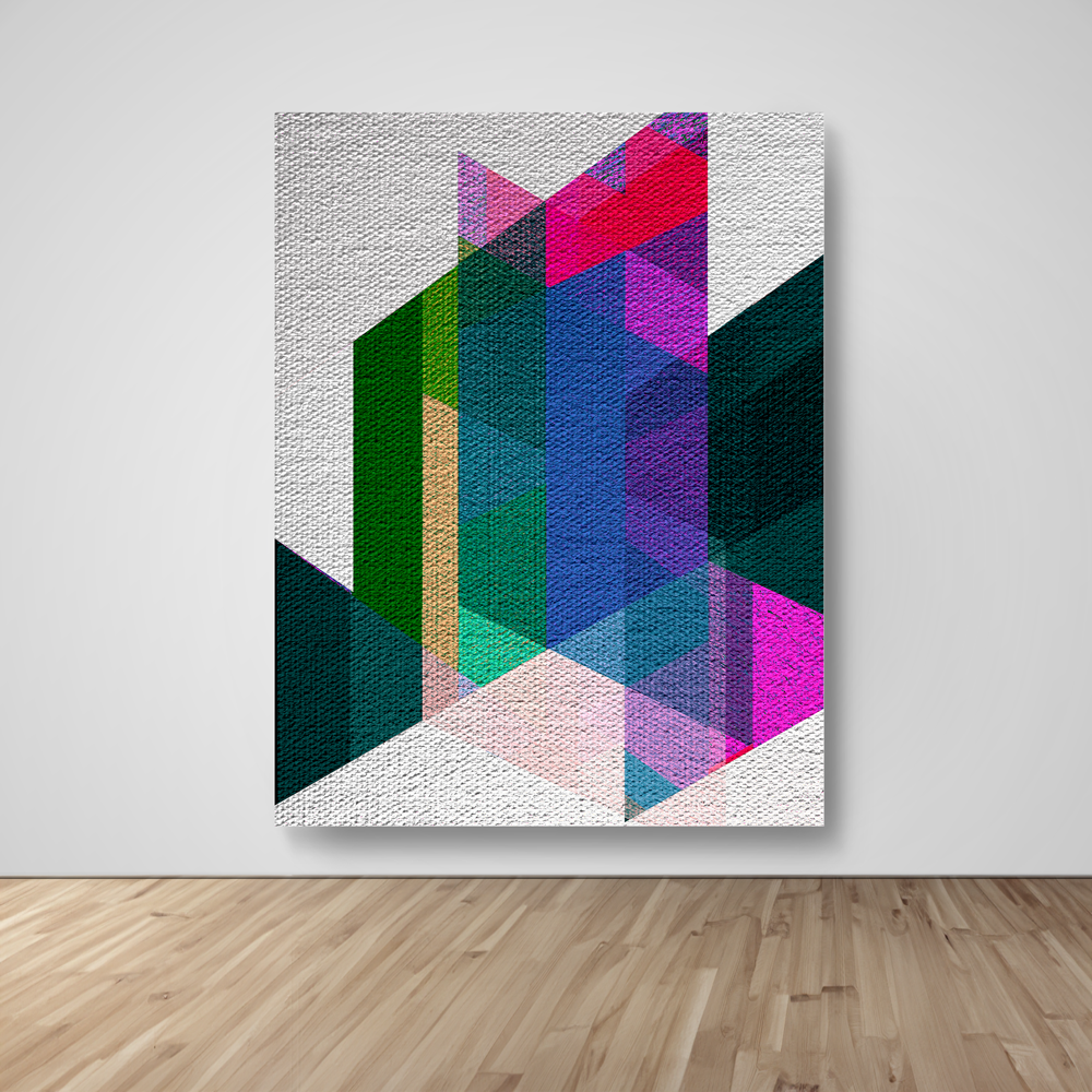 Abstract Art, Wall Art, Ready-To-Hang, Parallelogram Illusion no2, Geometric Intersect, Frame Size-53x72, Frame Color-NA,Frame Style-Thin Floating Frame, VividWalls, Artwork