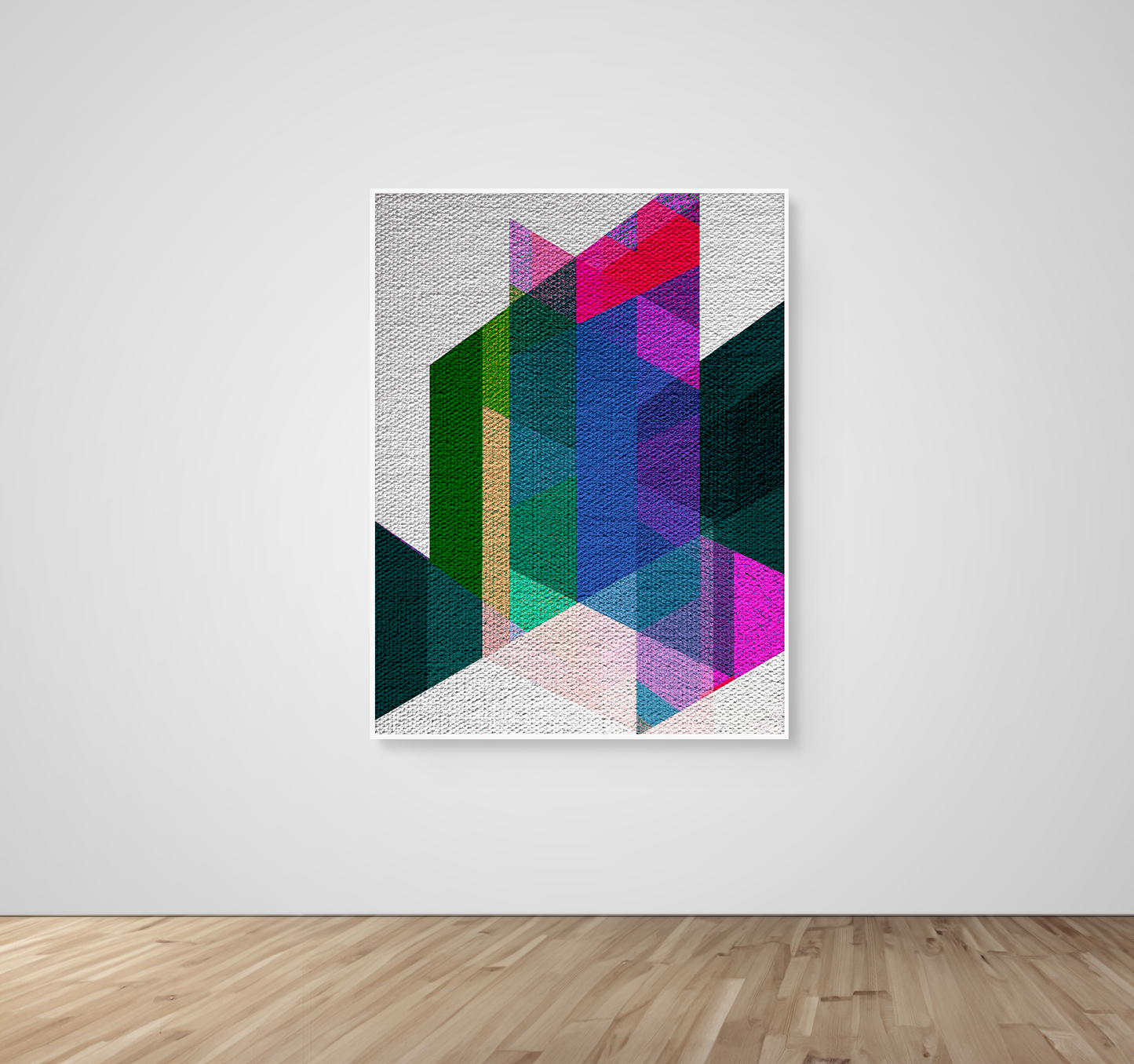 Abstract Art, Wall Art, Ready-To-Hang, Parallelogram Illusion no2, Geometric Intersect, Frame Size-36x48, Frame Color-White,Frame Style-Thin Floating Frame, VividWalls, Artwork