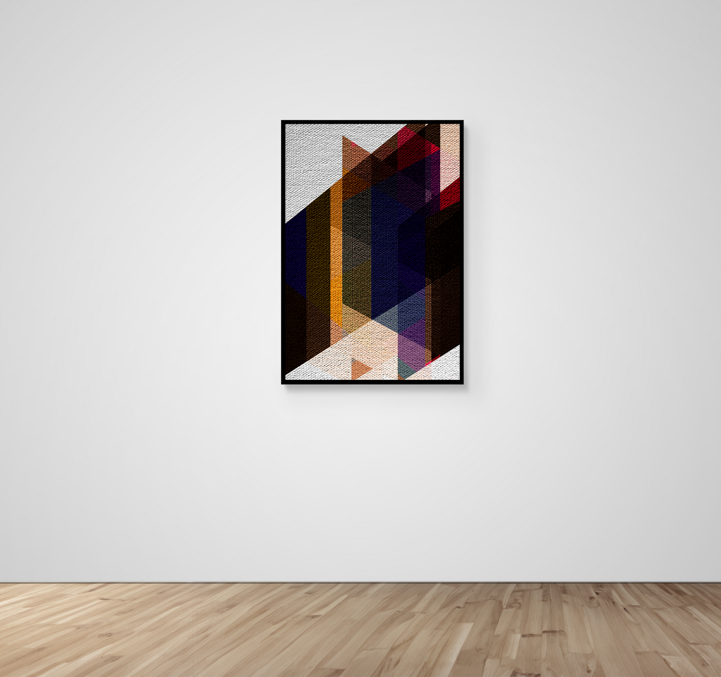 Abstract Art, Wall Art, Ready-To-Hang, Prismatic Warmth, Geometric Intersect, Frame Size-24x26, Frame Color-Black,Frame Style-Thin Floating Frame, VividWalls, Artwork