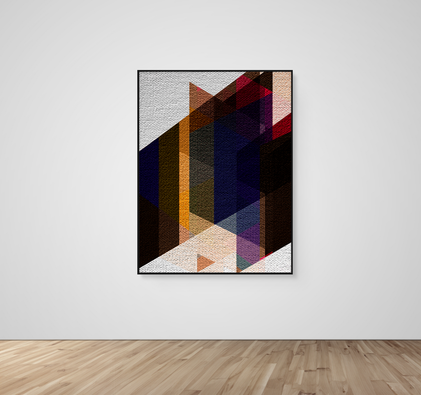 Abstract Art, Wall Art, Ready-To-Hang, Prismatic Warmth, Geometric Intersect, Frame Size-36x48, Frame Color-Black,Frame Style-Thin Floating Frame, VividWalls, Artwork