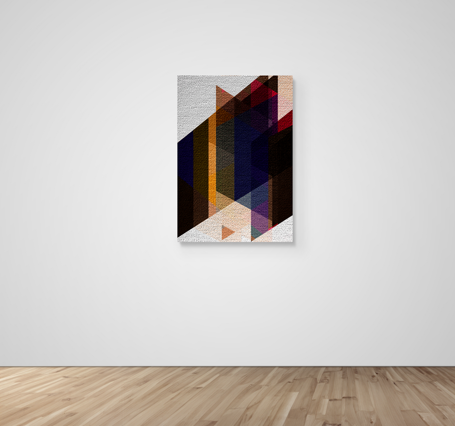 Abstract Art, Wall Art, Ready-To-Hang, Prismatic Warmth, Geometric Intersect, Frame Size-24x26, Frame Color-NA,Frame Style-Thin Floating Frame, VividWalls, Artwork