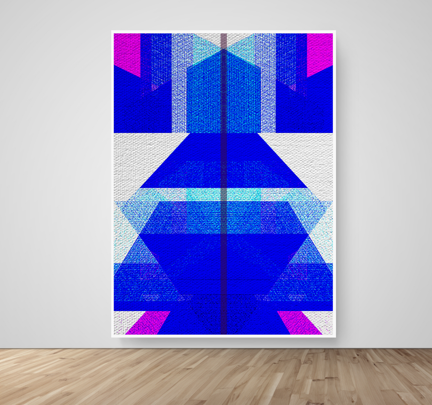 Abstract Art, Wall Art, Ready-To-Hang, Royal Kimono, Geometric Symmetry, Frame Size-53x72, Frame Color-White,Frame Style-Thin Floating Frame, VividWalls, Artwork