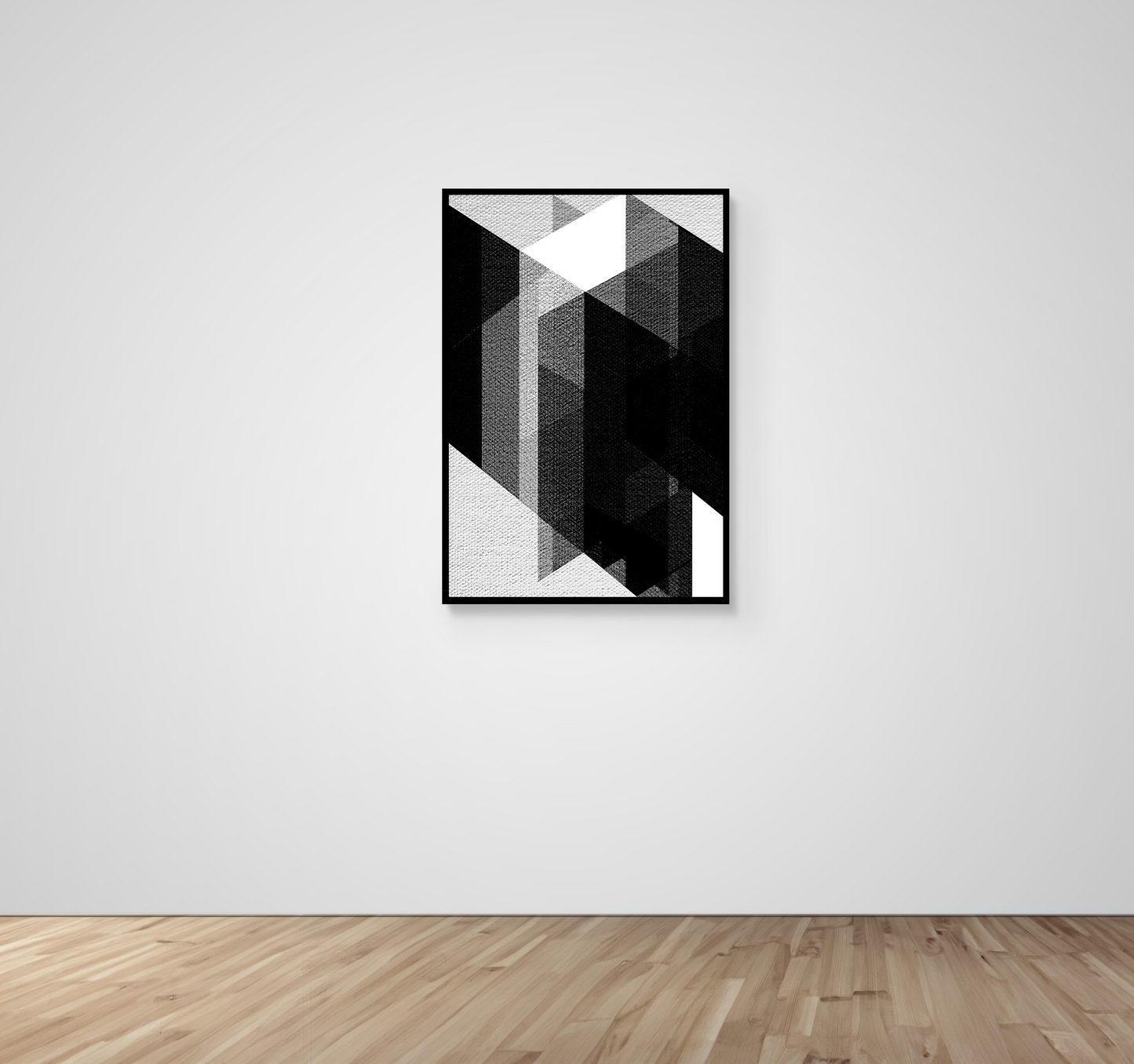 Abstract Art, Wall Art, Ready-To-Hang, Structured Noir no2, Geometric Intersect, Frame Size-24x36, Frame Color-Black,Frame Style-Thin Floating Frame, VividWalls, Artwork