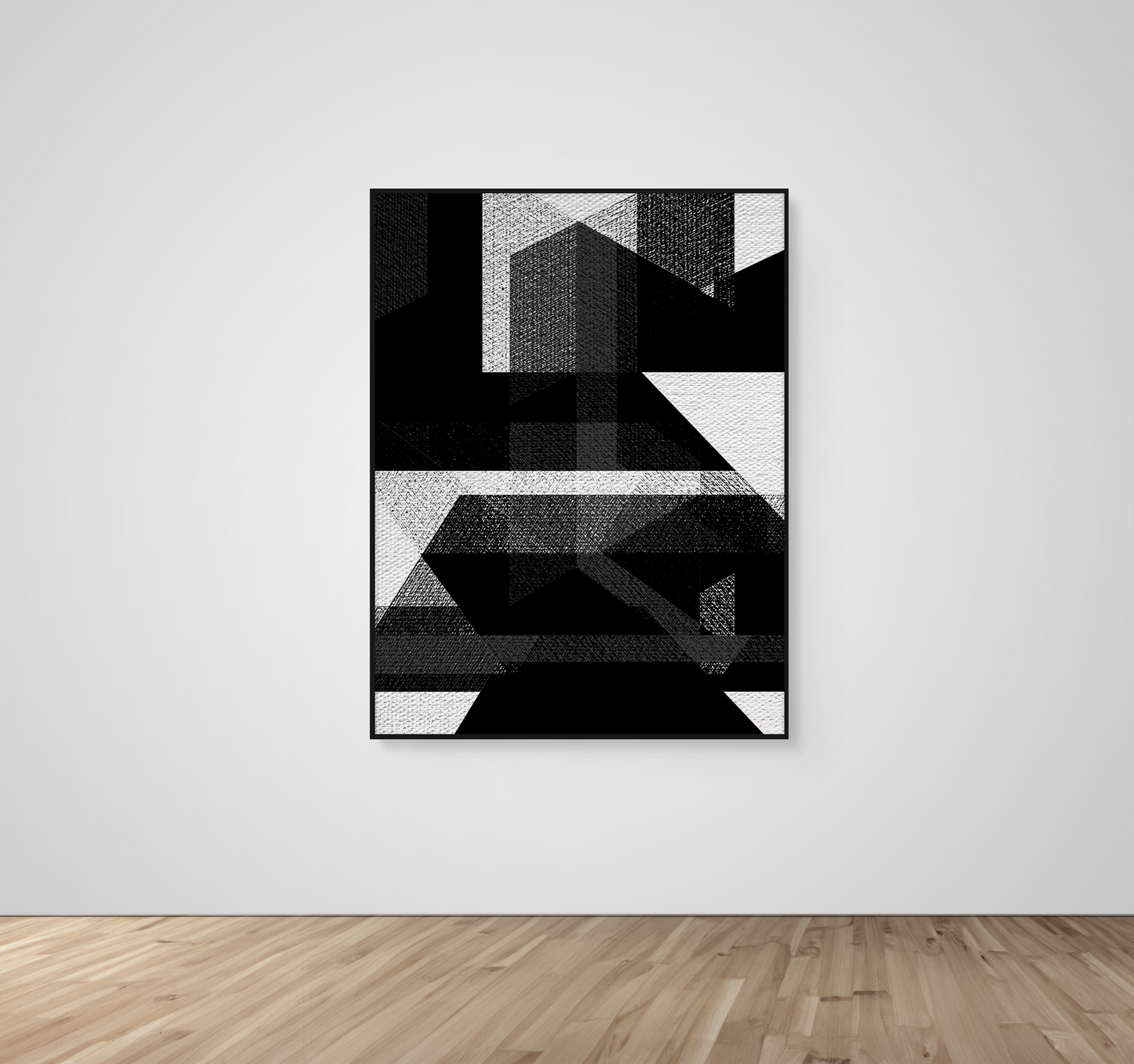 Abstract Art, Wall Art, Ready-To-Hang, Noir Shade, Shape Emergence, Frame Size-36x48, Frame Color-Black,Frame Style-Thin Floating Frame, VividWalls, Artwork