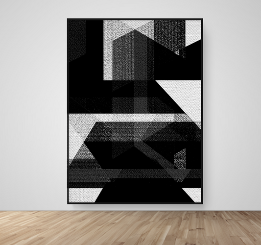 Abstract Art, Wall Art, Ready-To-Hang, Noir Shade, Shape Emergence, Frame Size-53x72, Frame Color-Black,Frame Style-Thin Floating Frame, VividWalls, Artwork