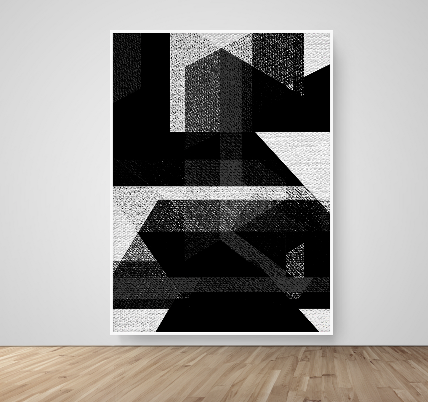 Abstract Art, Wall Art, Ready-To-Hang, Noir Shade, Shape Emergence, Frame Size-53x72, Frame Color-White,Frame Style-Thin Floating Frame, VividWalls, Artwork