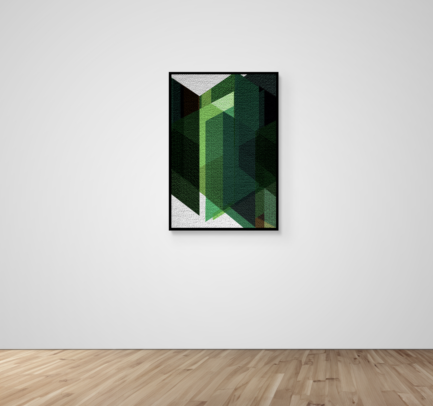 Abstract Art, Wall Art, Ready-To-Hang, Verdant Layers, Geometric Intersect, Frame Size-24x36, Frame Color-Black,Frame Style-Thin Floating Frame, VividWalls, Artwork