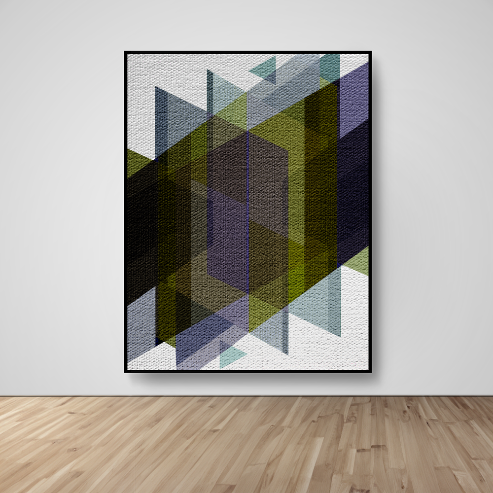 Abstract Art, Wall Art, Ready-To-Hang, Olive Weave, Vivid Layers, Frame Size-53x72, Frame Color-Black,Frame Style-Thin Floating Frame, VividWalls, Artwork