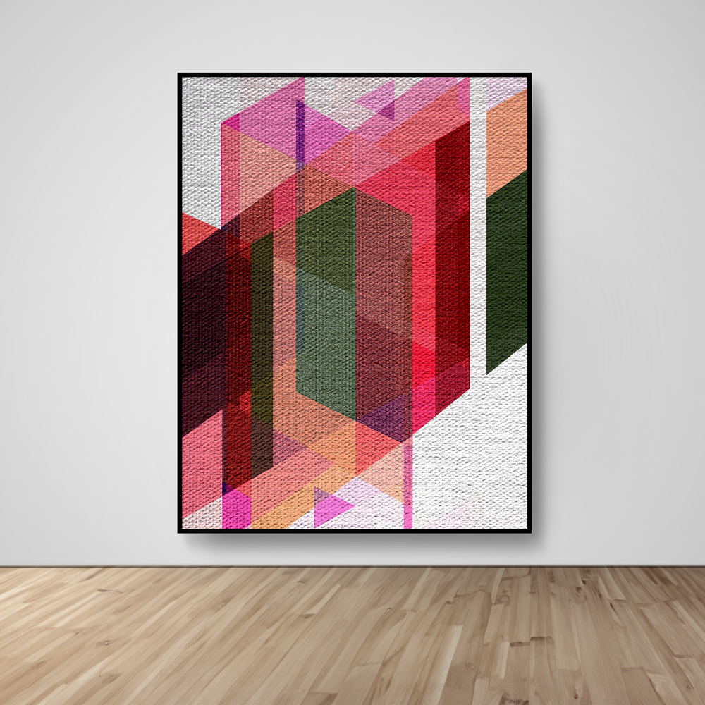 Abstract Art, Wall Art, Ready-To-Hang, Pink Weave, Vivid Layers, Frame Size-53x72, Frame Color-Black,Frame Style-Thin Floating Frame, VividWalls, Artwork